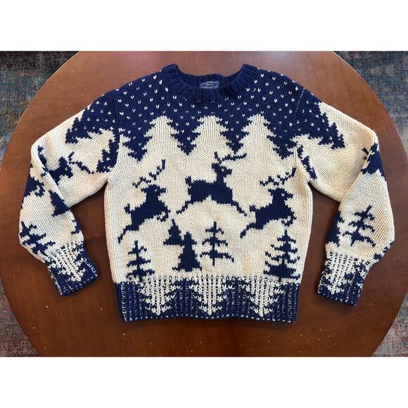 Vintage Woolrich Reindeer Deer Wool Knit Sweater Nordic Xmas Christmas Winter - Picture 2 of 10
